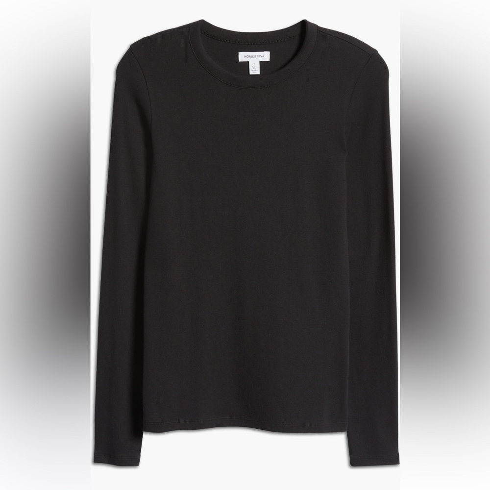 NWT ORGANIC Pima Cotton Classic Black Long Sleeve Top!